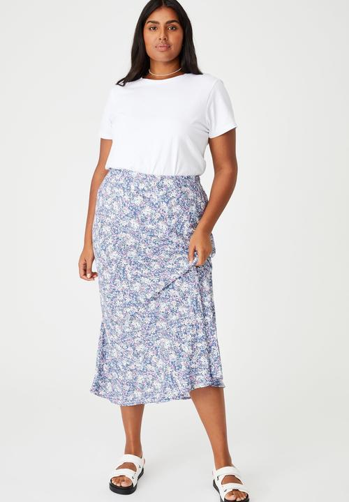 Cotton On - Curve all day slip skirt - diane floral coastal blue
