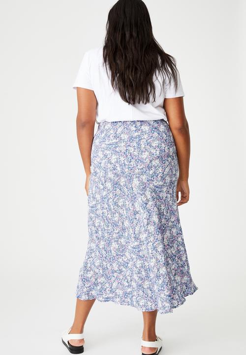 Cotton On - Curve all day slip skirt - diane floral coastal blue