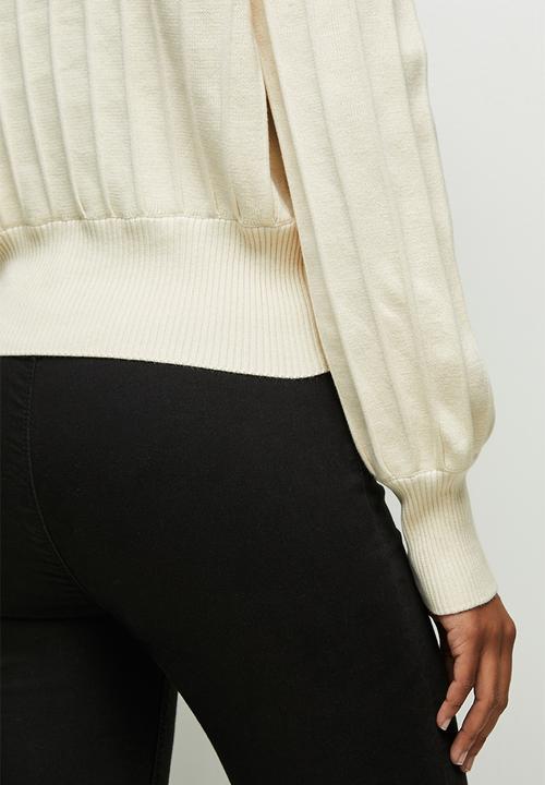 edit - Deep v-neck ribbed cardigan - neutral