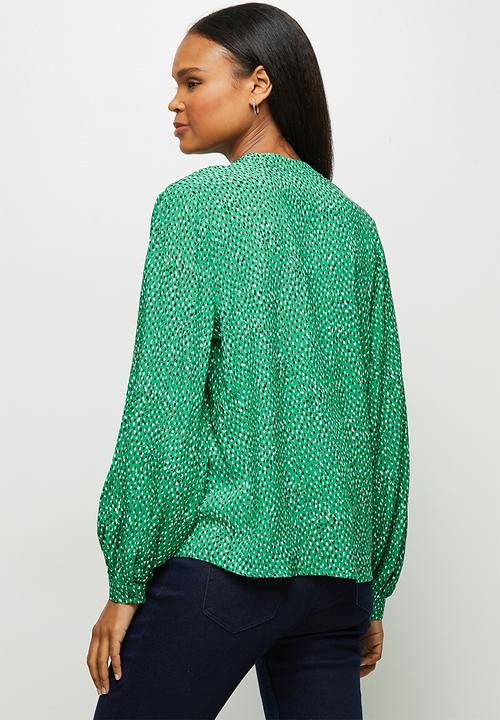 edit - Mandarin collar shirt - green 