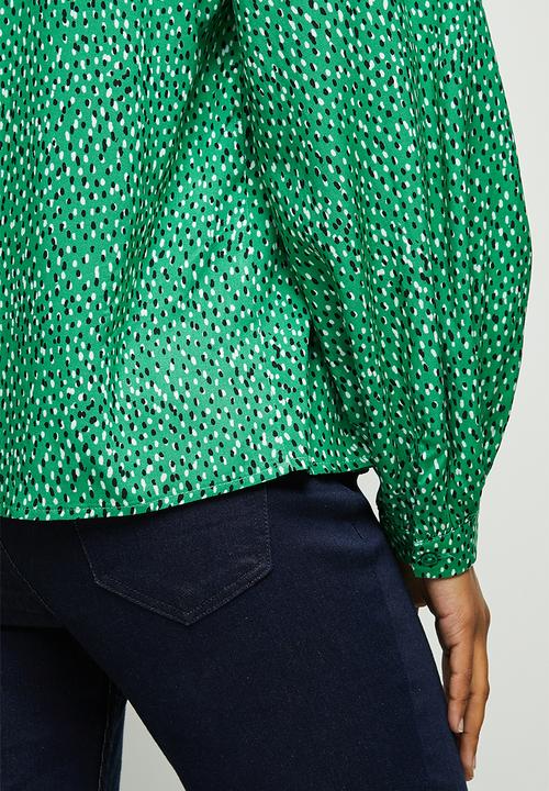 edit - Mandarin collar shirt - green 