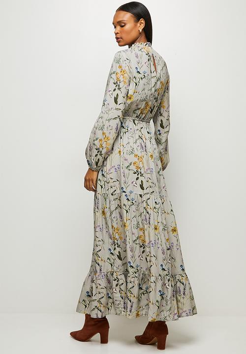 edit - Piecrust balloon sleeve tiered maxi - multi 