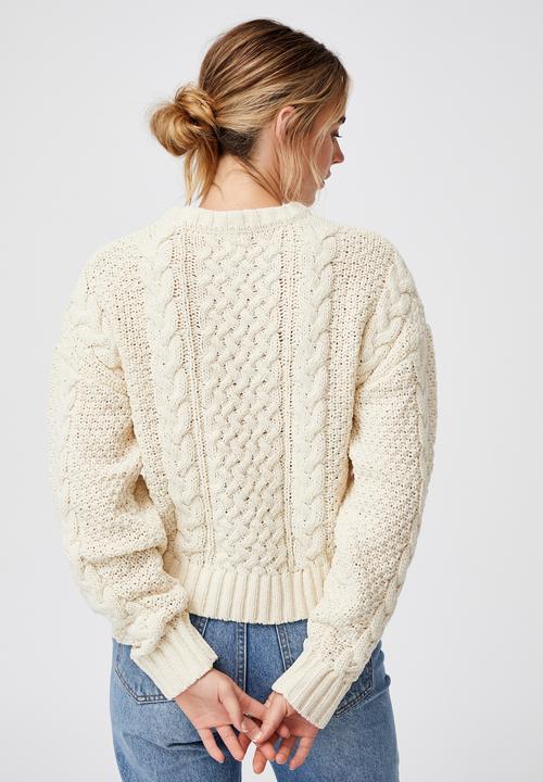 Cotton On - Heritage cable chenille pullover - pastry