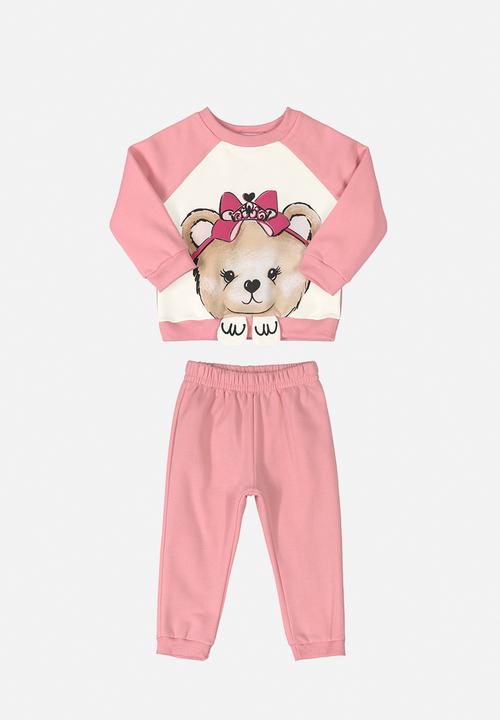 Quimby - Baby girls printed sweatshirt & sweatpants set - pink