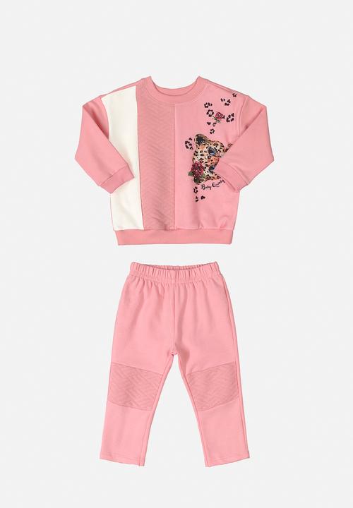 Quimby - Baby girls elastane sweatshirt & pants set - pink