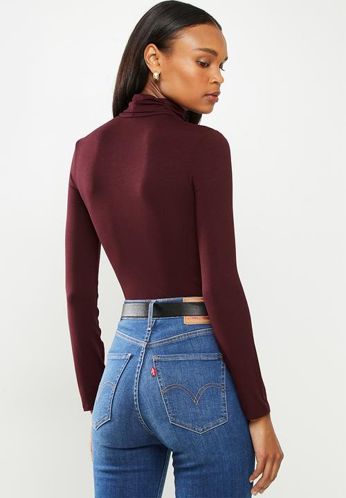 POLO - Brixton long sleeve second skin polo tee - wine