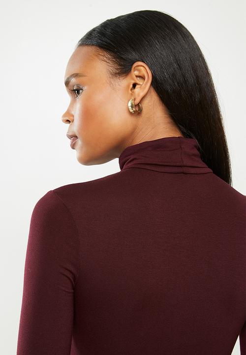POLO - Brixton long sleeve second skin polo tee - wine