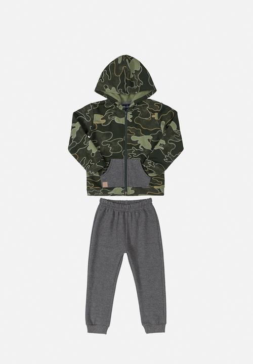Quimby - Baby boys sweatpants & hoodie set - green & grey 