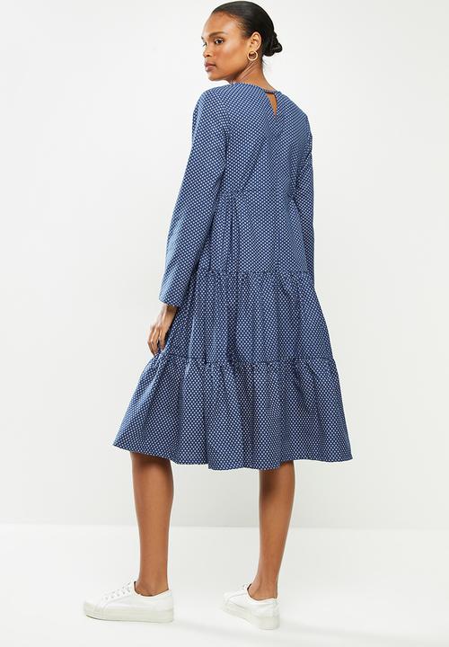 AMANDA LAIRD CHERRY - Klip dress -navy/white genuine isishweshwe