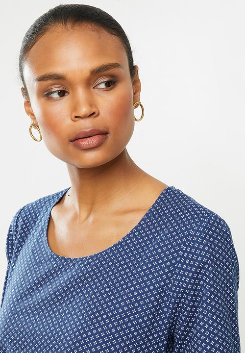 AMANDA LAIRD CHERRY - Klip dress -navy/white genuine isishweshwe