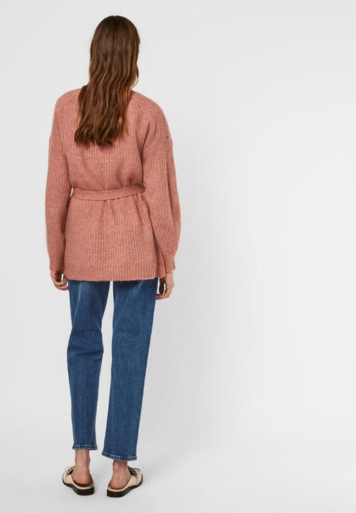 Vero Moda - Julie  long sleeve belt cardigan - old rose