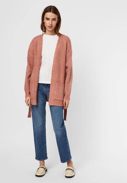 Vero Moda - Julie  long sleeve belt cardigan - old rose