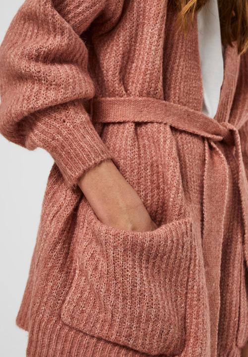 Vero Moda - Julie  long sleeve belt cardigan - old rose