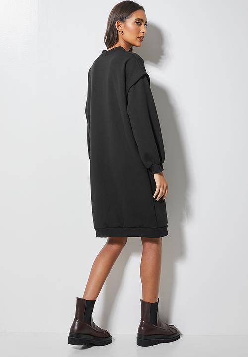 Superbalist - Dropped shoulder oversize sweat dress - black