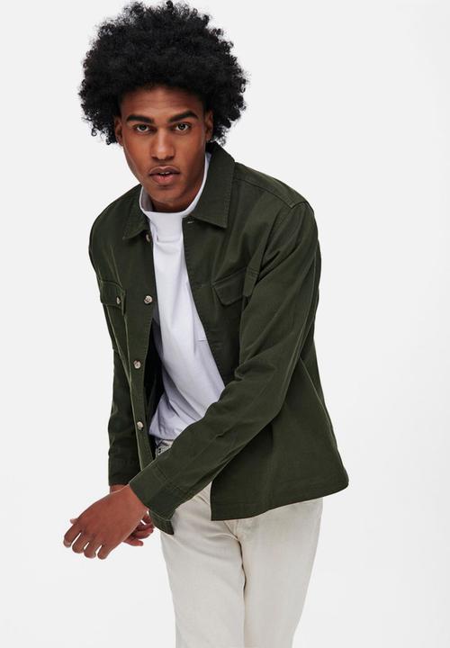 Only & Sons - Silvio long sleeve overshirt - peat