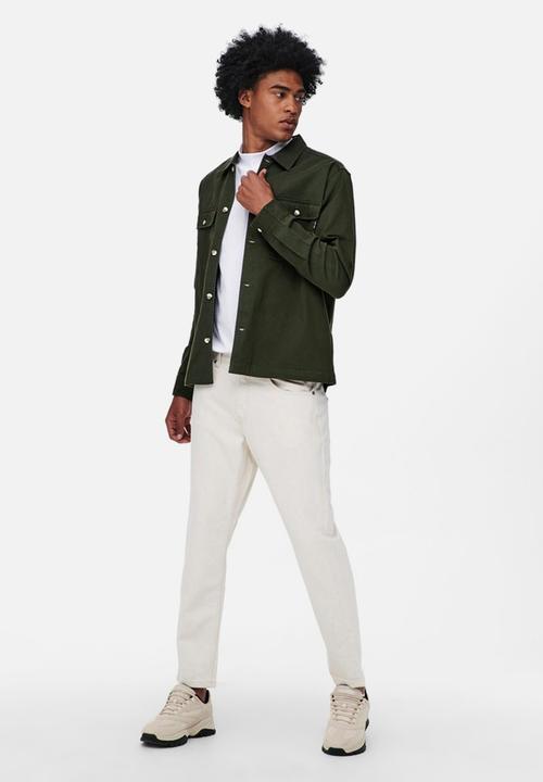 Only & Sons - Silvio long sleeve overshirt - peat