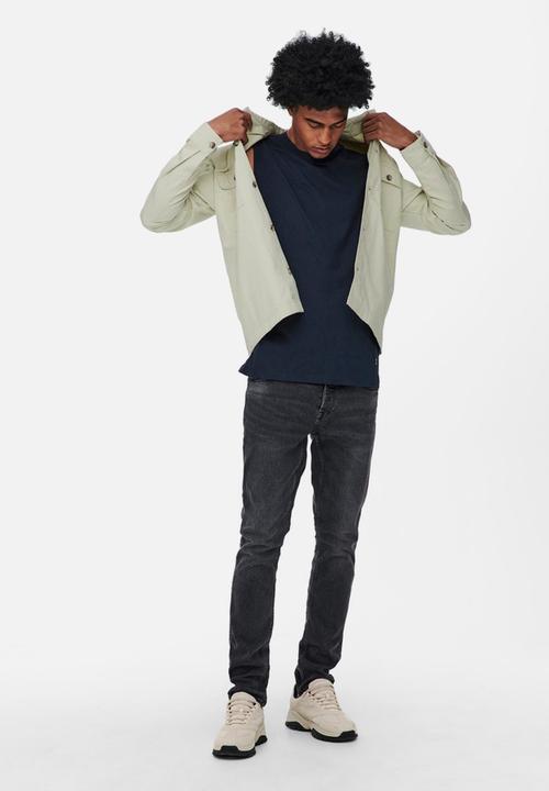 Only & Sons - Silvio long sleeve overshirt - pelican