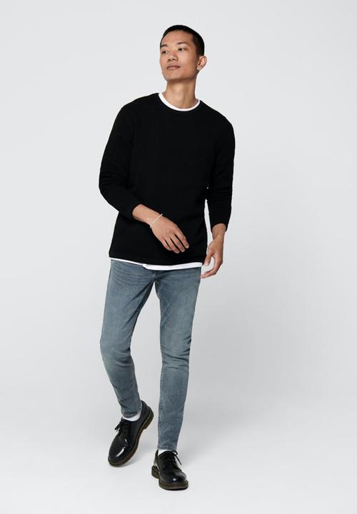 Only & Sons - Panter life crew knit - black