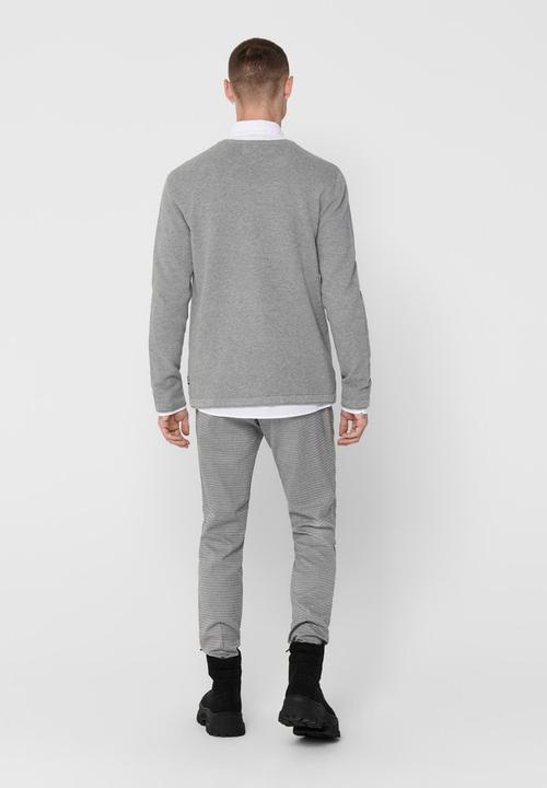 Only & Sons - Onspanter life 12 struc crew knit - grey melange