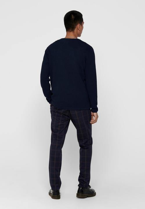 Only & Sons - Onspanter life 12 struc crew knit - navy
