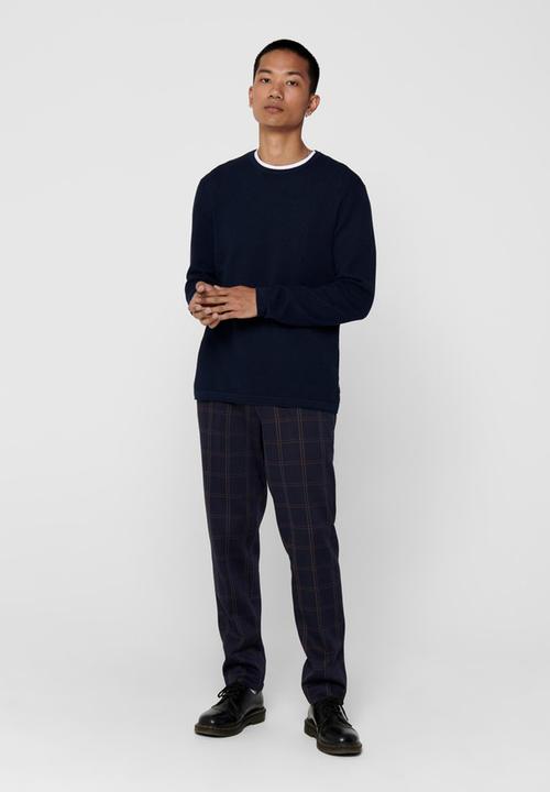 Only & Sons - Onspanter life 12 struc crew knit - navy