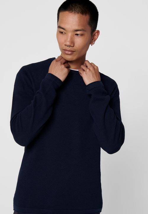 Only & Sons - Onspanter life 12 struc crew knit - navy