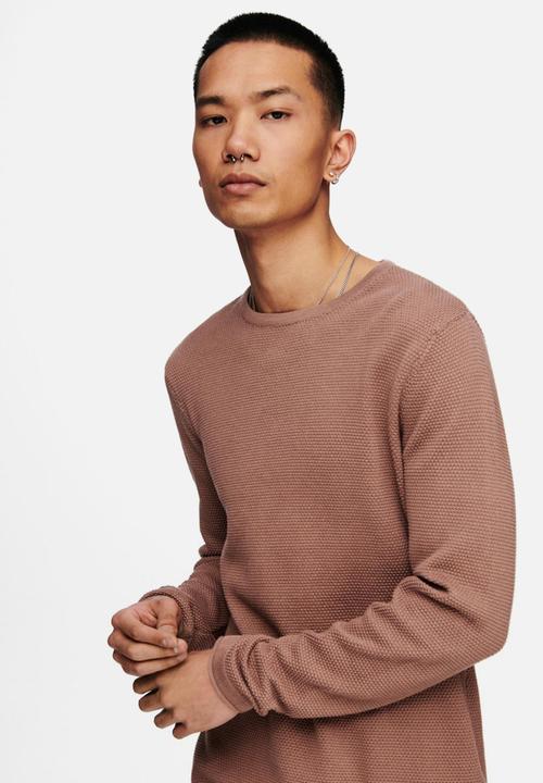 Only & Sons - Onspanter life 12 struc crew knit - burlwood pink