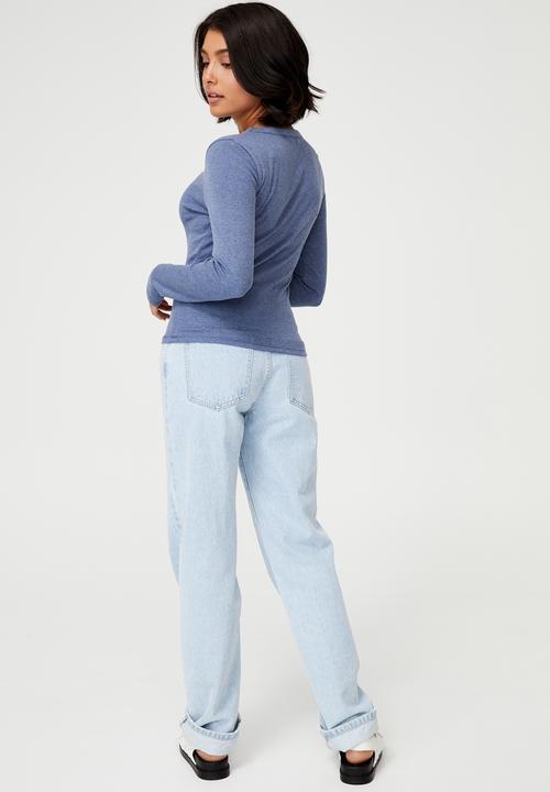 Cotton On - The turn back long sleeve top - coastal blue marle