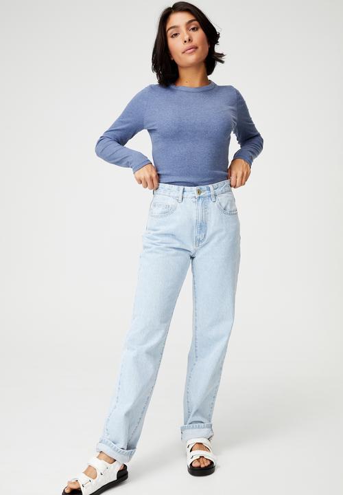 Cotton On - The turn back long sleeve top - coastal blue marle