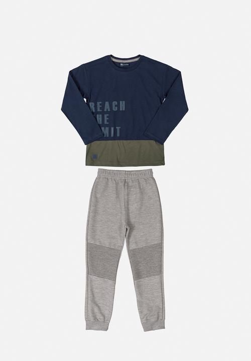 Quimby - Boys T-shirt & sweatpants - dark blue & grey 
