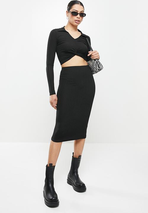 Missguided - A line midi skirt co ord - black