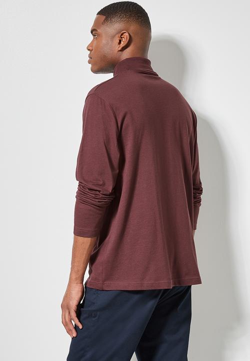 Superbalist - Milan long sleeve roll neck tee - burgundy