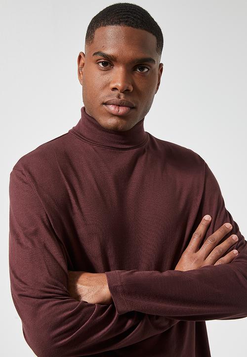 Superbalist - Milan long sleeve roll neck tee - burgundy