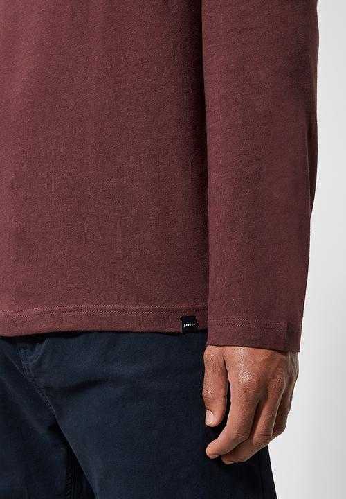 Superbalist - Milan long sleeve roll neck tee - burgundy