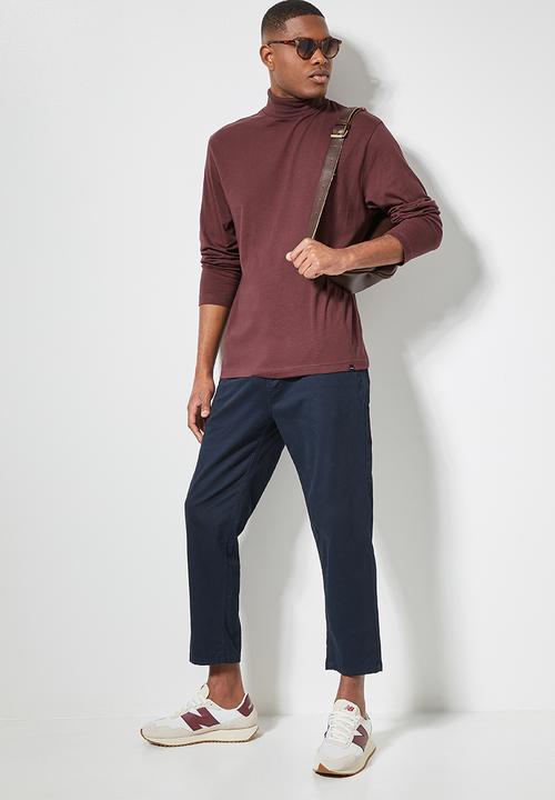 Superbalist - Milan long sleeve roll neck tee - burgundy