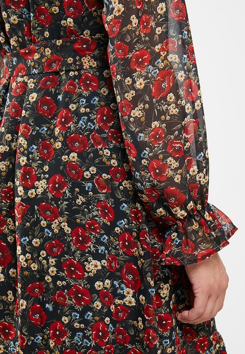 Missguided - Frill neck midi smock floral dress - multi