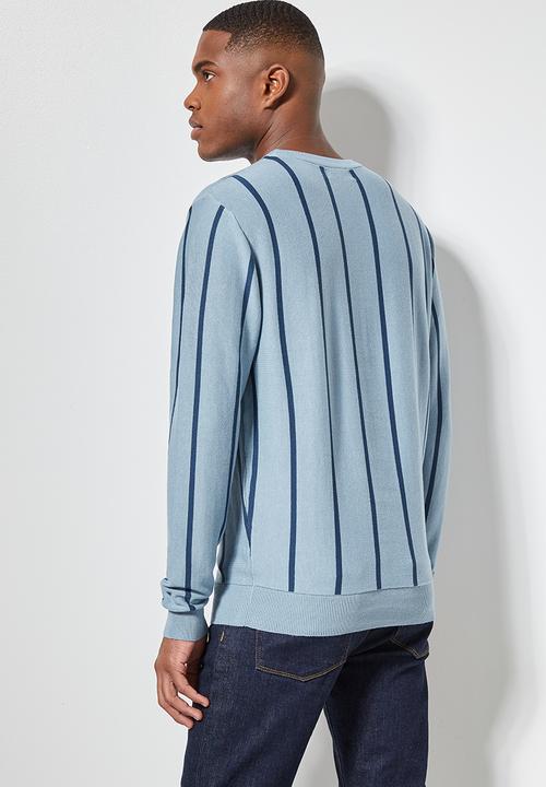 Superbalist - Vertical stripe crew knit - blue