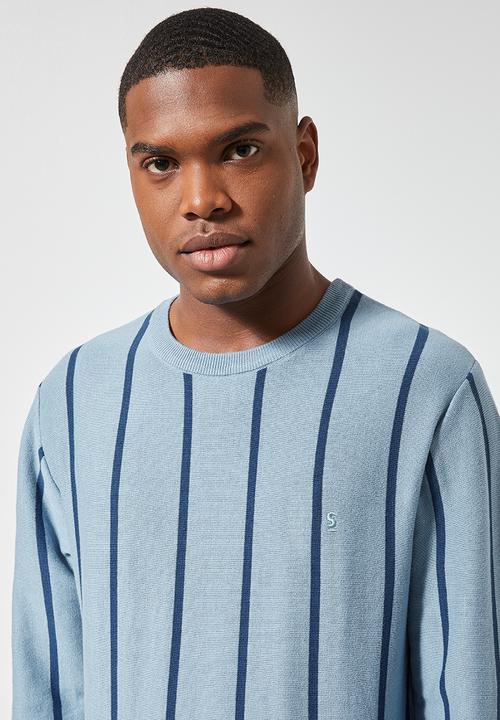 Superbalist - Vertical stripe crew knit - blue