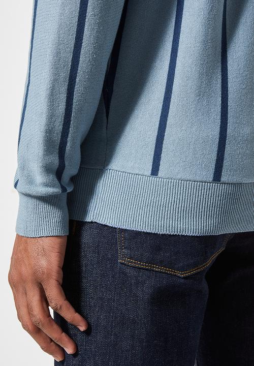 Superbalist - Vertical stripe crew knit - blue