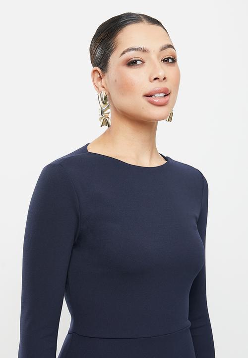 Missguided - Open back fishtail bridesmaid dress - navy
