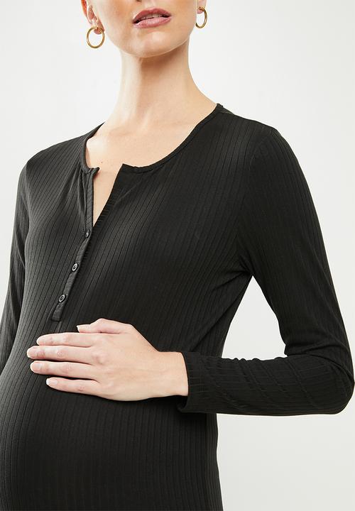 Superbalist - Long sleeve Henley column dress - black