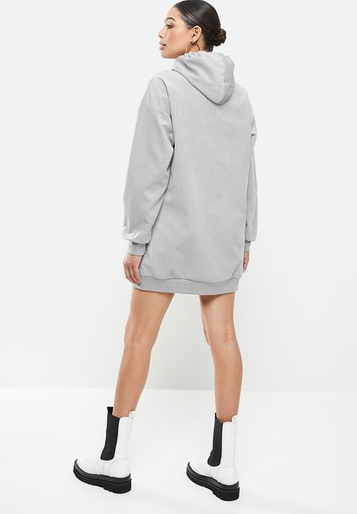 Missguided - Utility pocket sweater dress soft cord - grey
