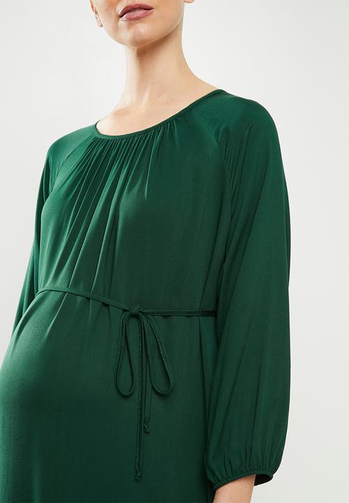 Superbalist - Belted tiered midi dress - bottle green