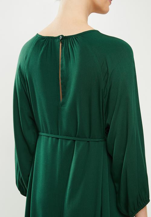 Superbalist - Belted tiered midi dress - bottle green