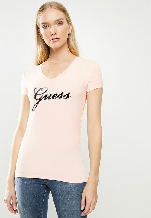 GUESS - Short sleeve Guess script logo tee - pink