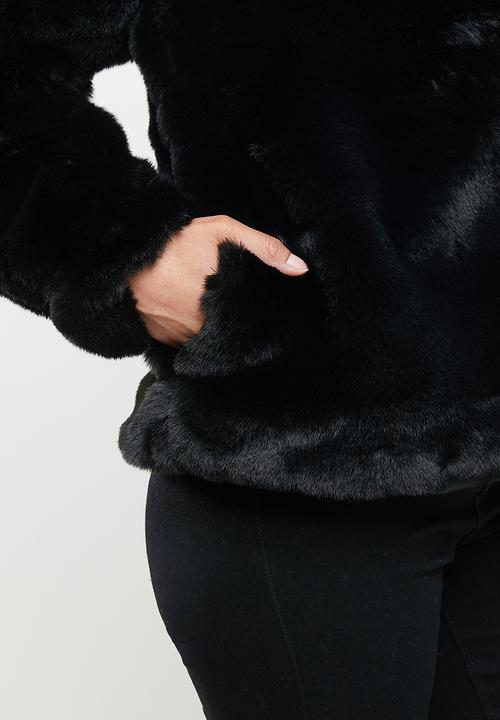 Missguided - Short collar fur coat -  black