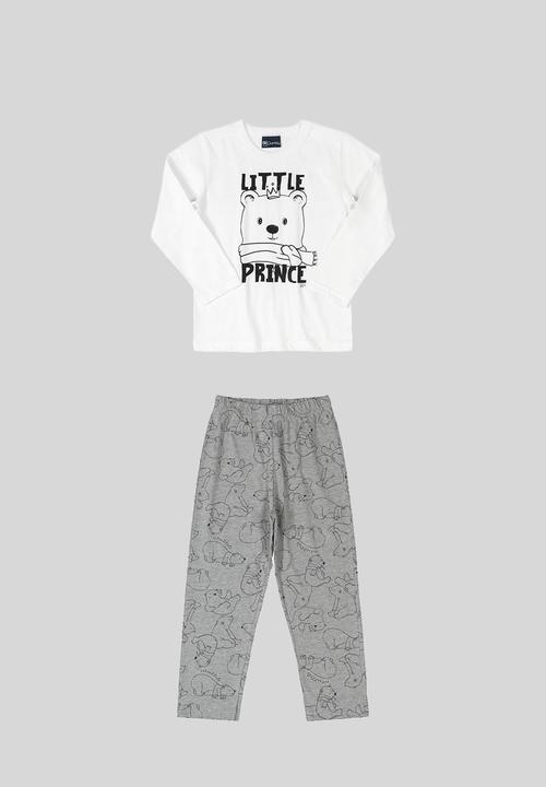 Quimby - Boys printed pyjama set - white & grey