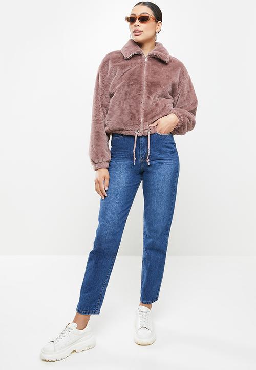 Missguided - Faux fur bomber jacket - mauve