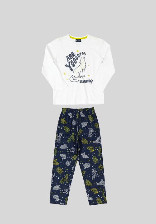 Quimby - Boys printed pyjama set - white & navy