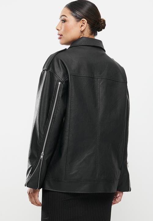 Missguided - Zip sleeve over sized biker - black